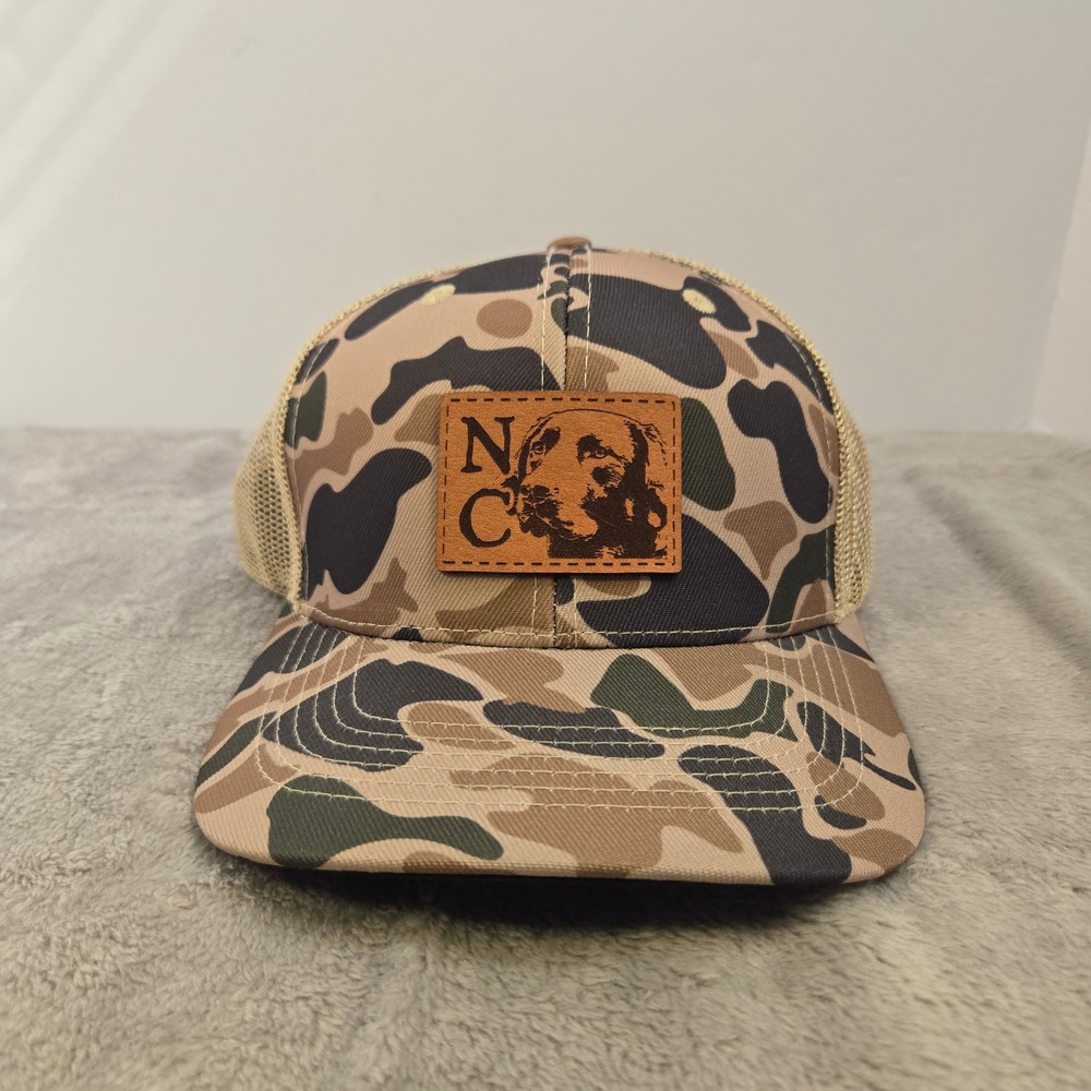 Riverbed Threads NC Lab Dog Duck Camo Trucker Hat Snapback Mesh Cap Brown Tan